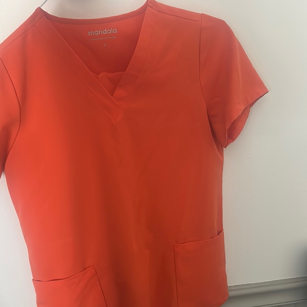 Women's Orange Mandala Scrub Set